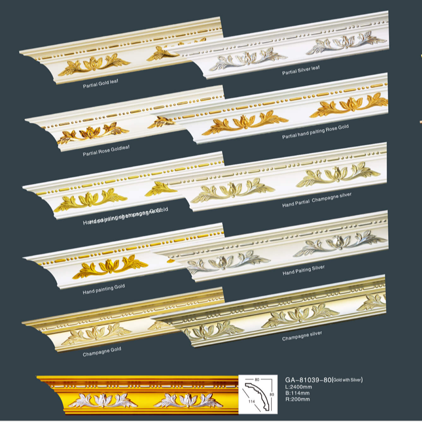 59 AKHOA most popular pu moulding plaque pu moulded seat pu carve cornice mouldings