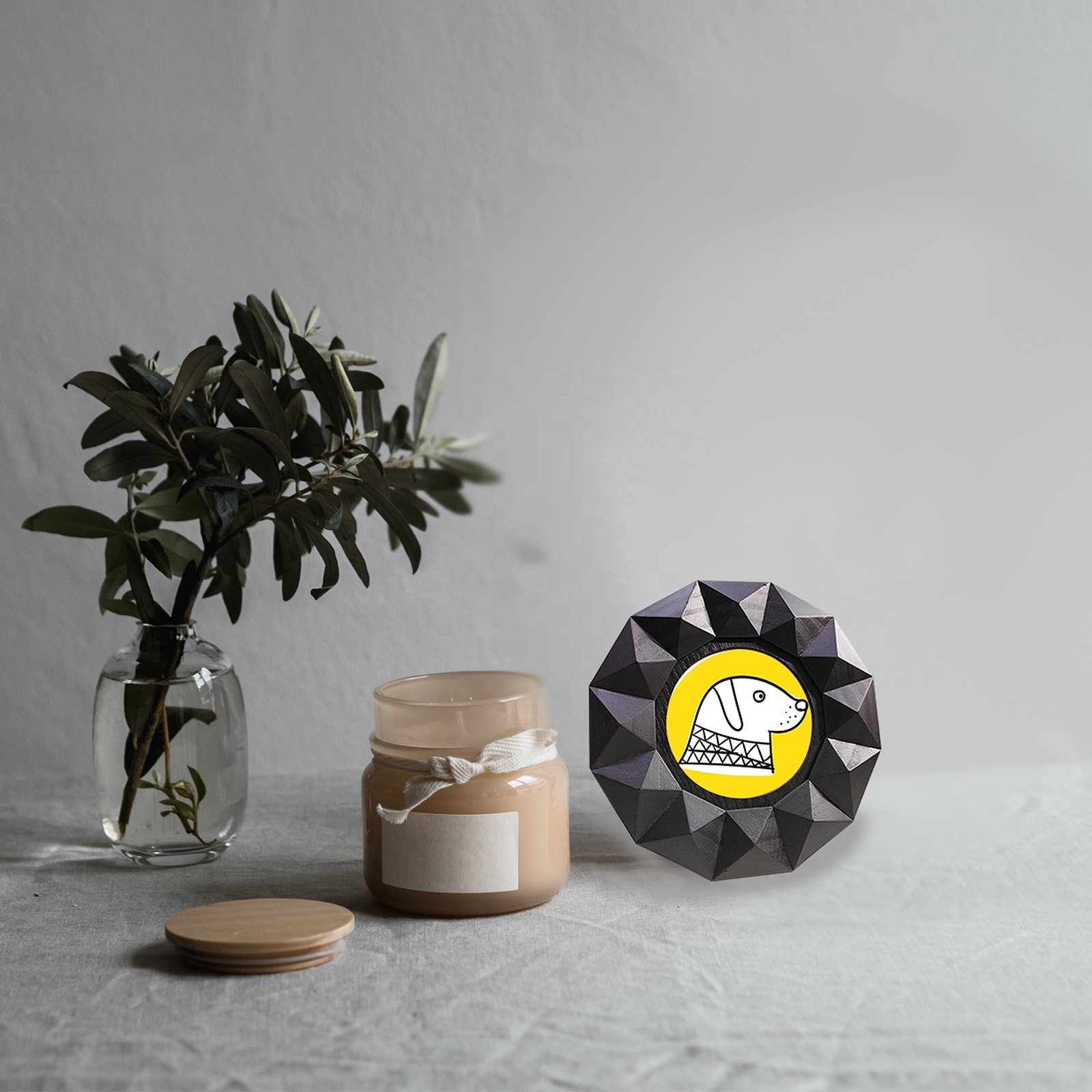 Black color round picture frame funny mdf mini christmas tabletop photo frame moulding wood photo frame