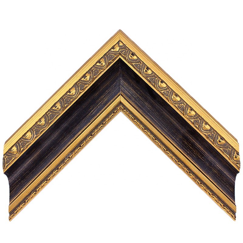 Huifeng New Luxury Gold And Silver Foil European Retro Solid Wooden Wall Painting Frame Moulding