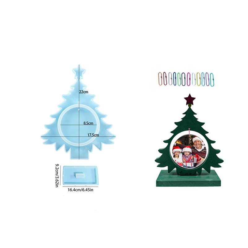 diy Christmas tree picture frame decoration silicone mold Christmas party decoration resin drop glue mold