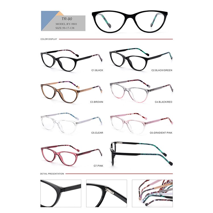 2024 Designer's Latest Model 10% off Sale RY-9801 Two-Tone High-End TR90 Optical Eyeglass Frames