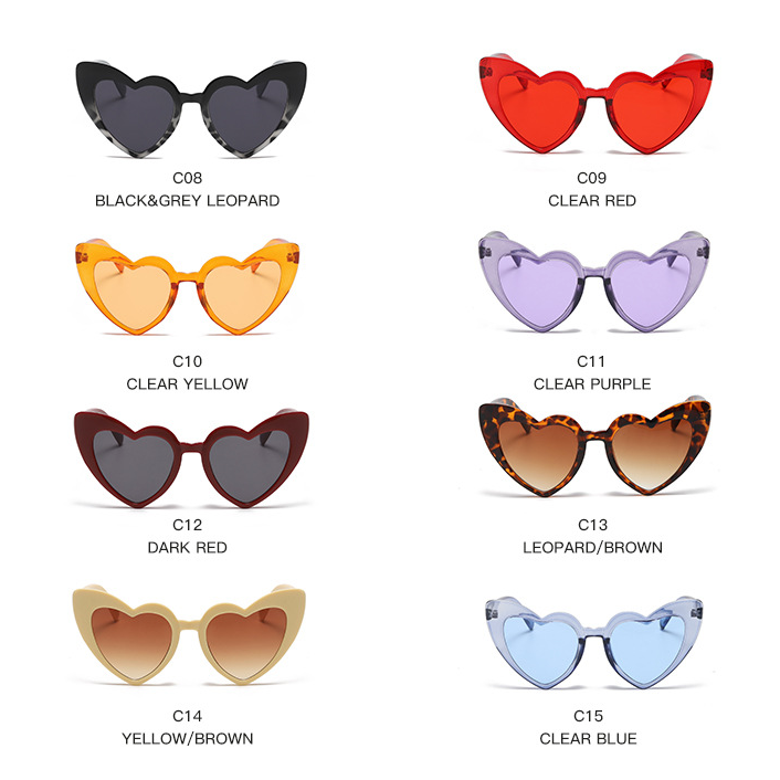 New heart shaped big frame fashionable women shades sun glasses designer luxury Sunglasses for ladies