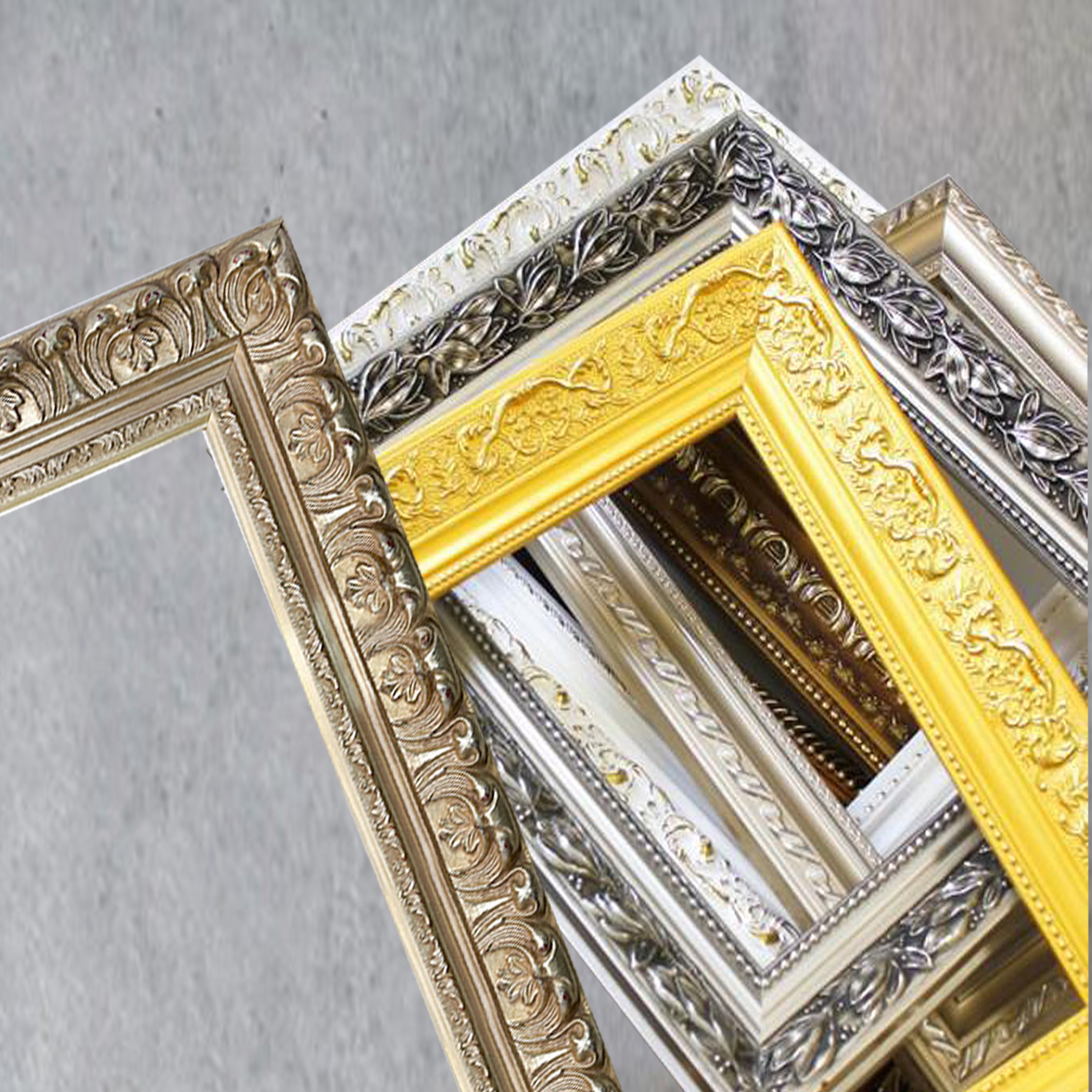 Classic Style Ornate Antique Large Gold Foil Baroque Art Canvas Custom Wood Picture Oil painting Frame Moulding For Wall Molding