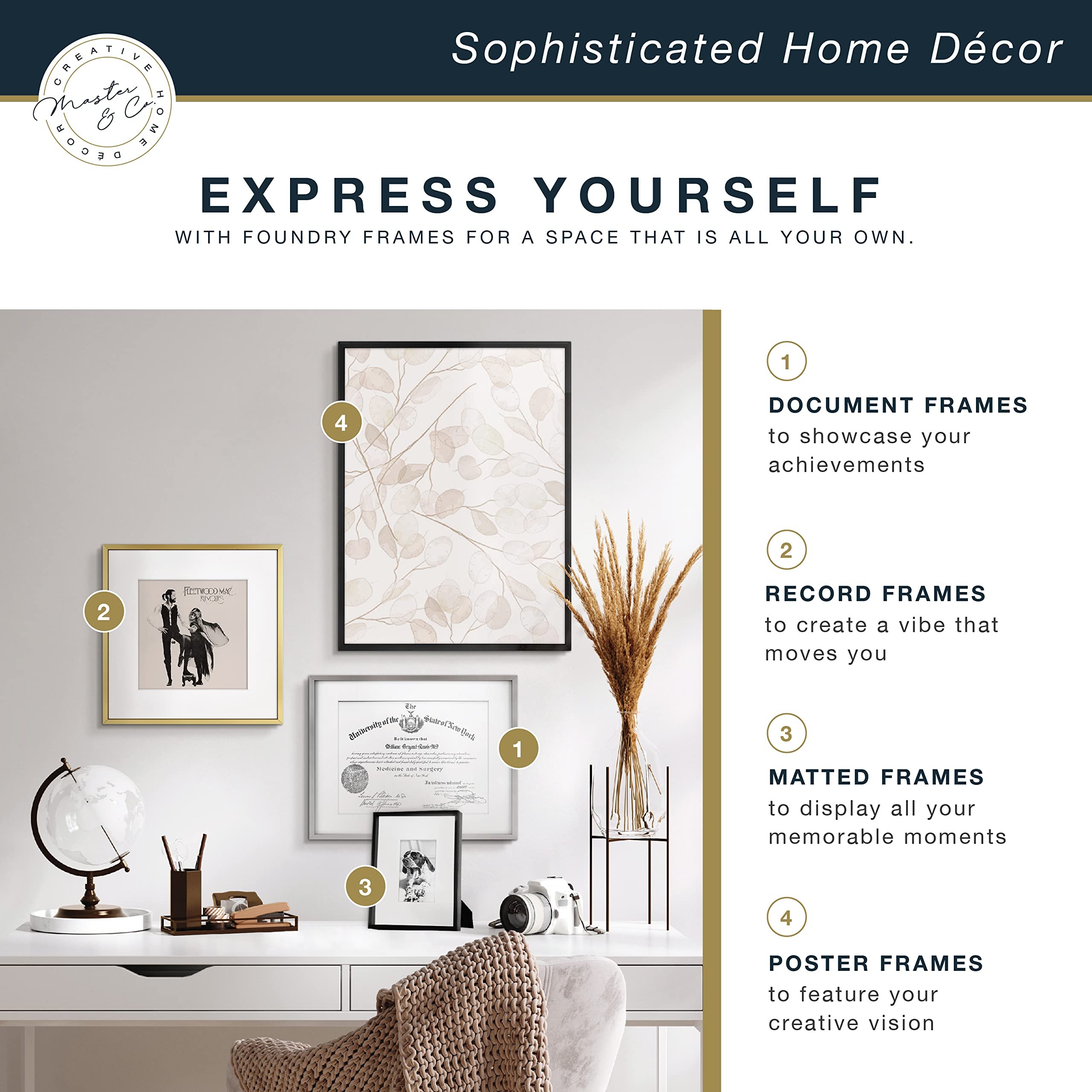 Doremi Custom Design Decorative Aluminium Gold A Large Al Metal Picture Frame Modern Home Wall Decoration Frames with Logo