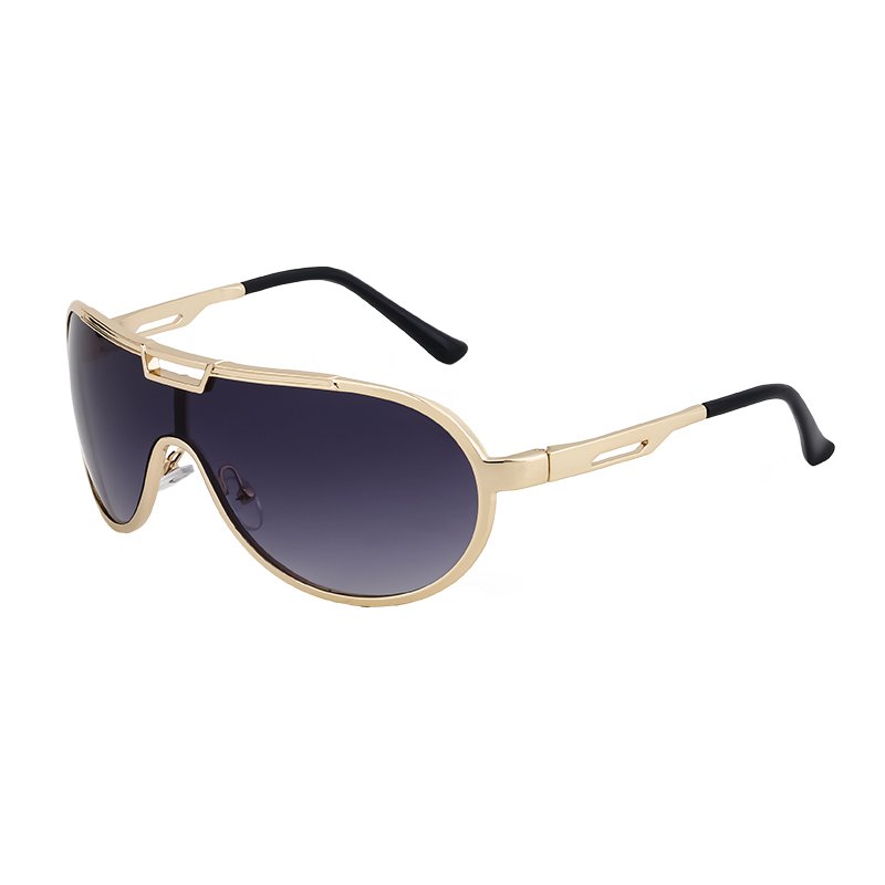 Custom UV400 Classic Driving Pilot street Sunglasses Large Round PC Lens New Style Logo Gold Metal Frame Y2K FBI Gold Unisex