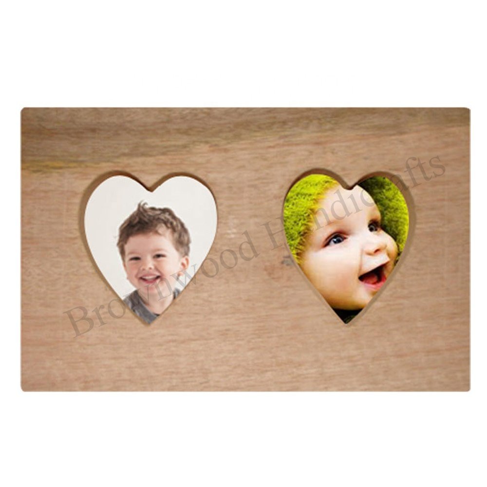 Elegant Design Solid Mango Wood Heart Shape Photo Frame Wooden Decorative Photo Frame Direct Factory Supply at Wholesale Price