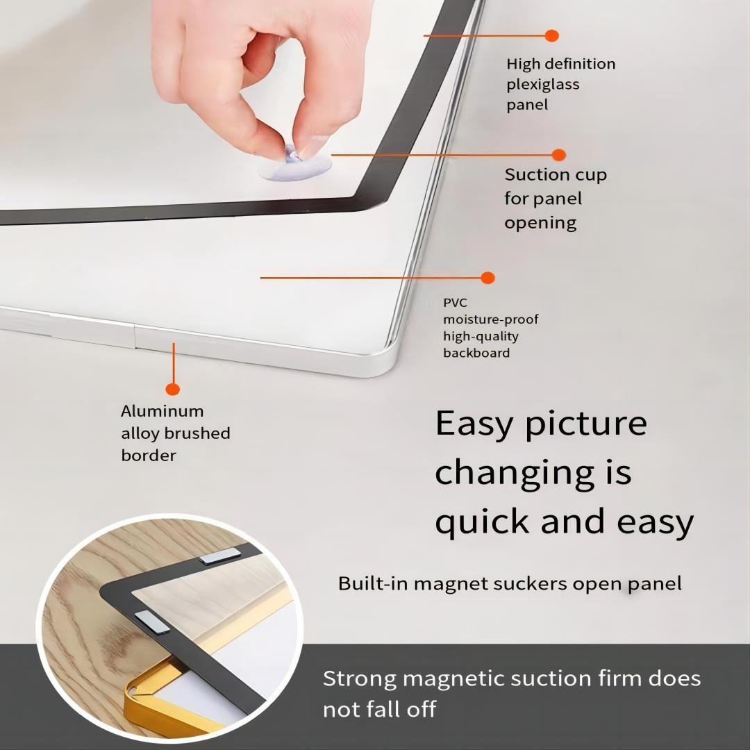 Customized Ultra-thin Magnetic Poster Frame Popular Aluminum Alloy Magnetic Frame LED Advertising Magnetic Frame A2 A4 A3 A5 B1