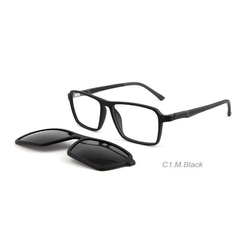 Eyewear 2 In 1 Magnet Eyeglasses Frames Interchangeable Magnetic Clip On Glasses TR90 Polarized Clip-On Sunglasses