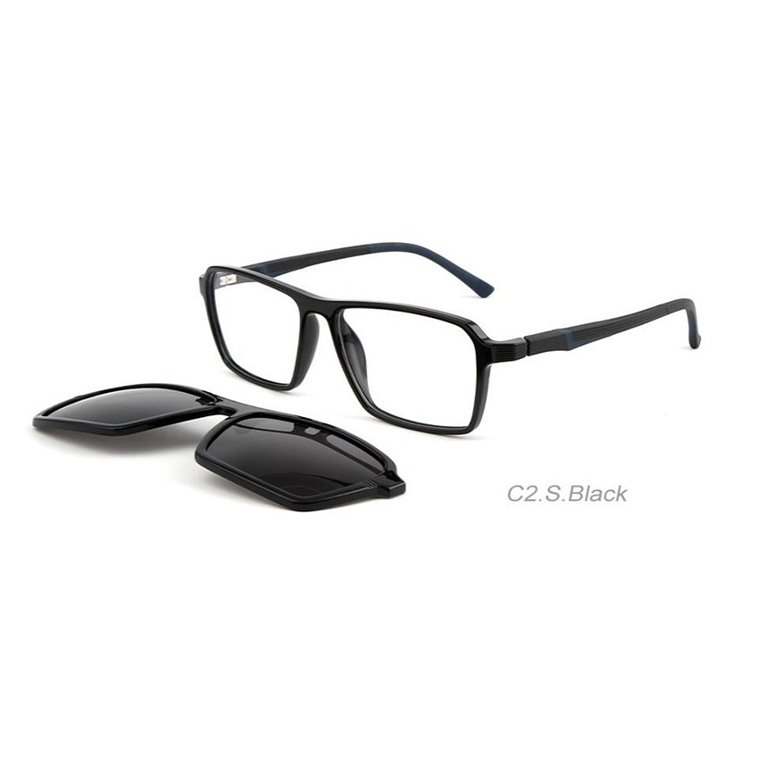 Eyewear 2 In 1 Magnet Eyeglasses Frames Interchangeable Magnetic Clip On Glasses TR90 Polarized Clip-On Sunglasses