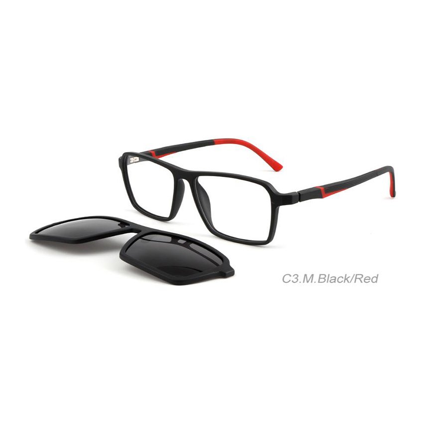 Eyewear 2 In 1 Magnet Eyeglasses Frames Interchangeable Magnetic Clip On Glasses TR90 Polarized Clip-On Sunglasses