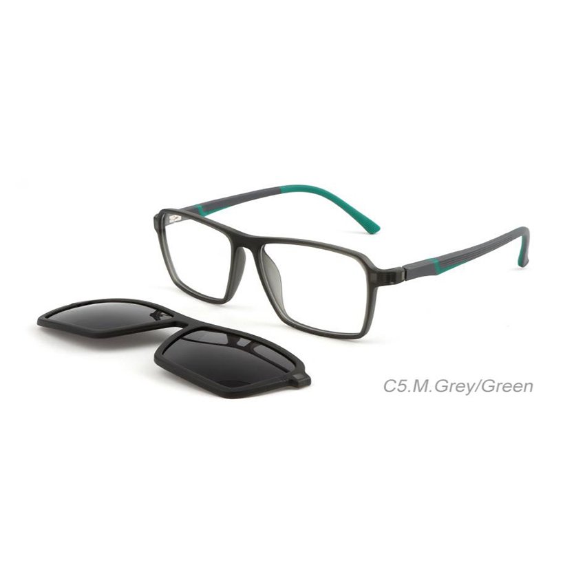 Eyewear 2 In 1 Magnet Eyeglasses Frames Interchangeable Magnetic Clip On Glasses TR90 Polarized Clip-On Sunglasses