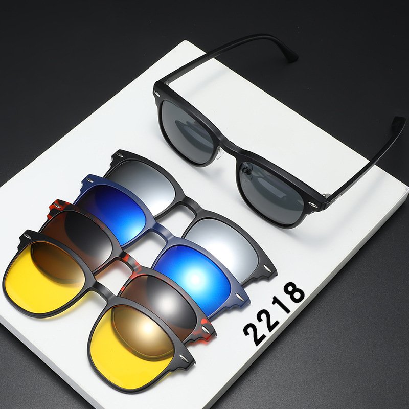 Popular Retro TR90 Metal Frame Rivet Sun Glasses For Men and Women Magnetic Clip On Sunglasses