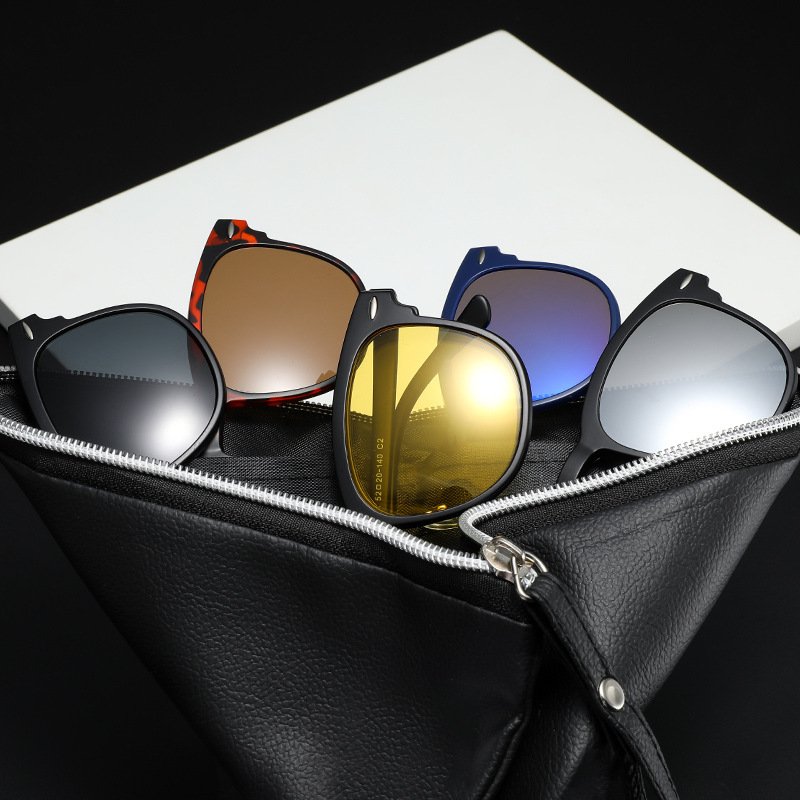 Popular Retro TR90 Metal Frame Rivet Sun Glasses For Men and Women Magnetic Clip On Sunglasses
