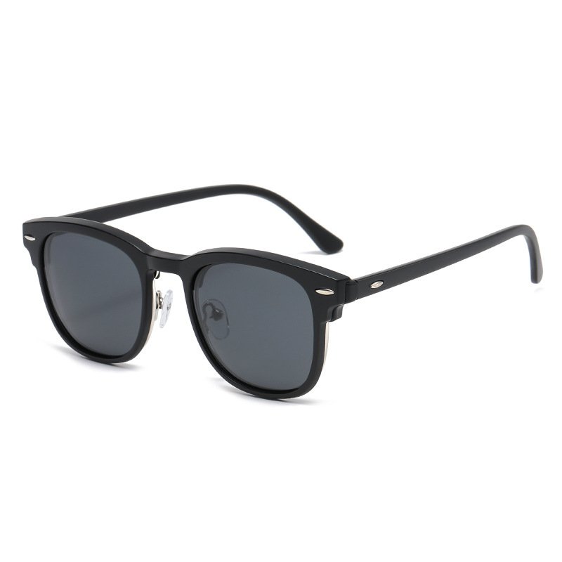 Popular Retro TR90 Metal Frame Rivet Sun Glasses For Men and Women Magnetic Clip On Sunglasses