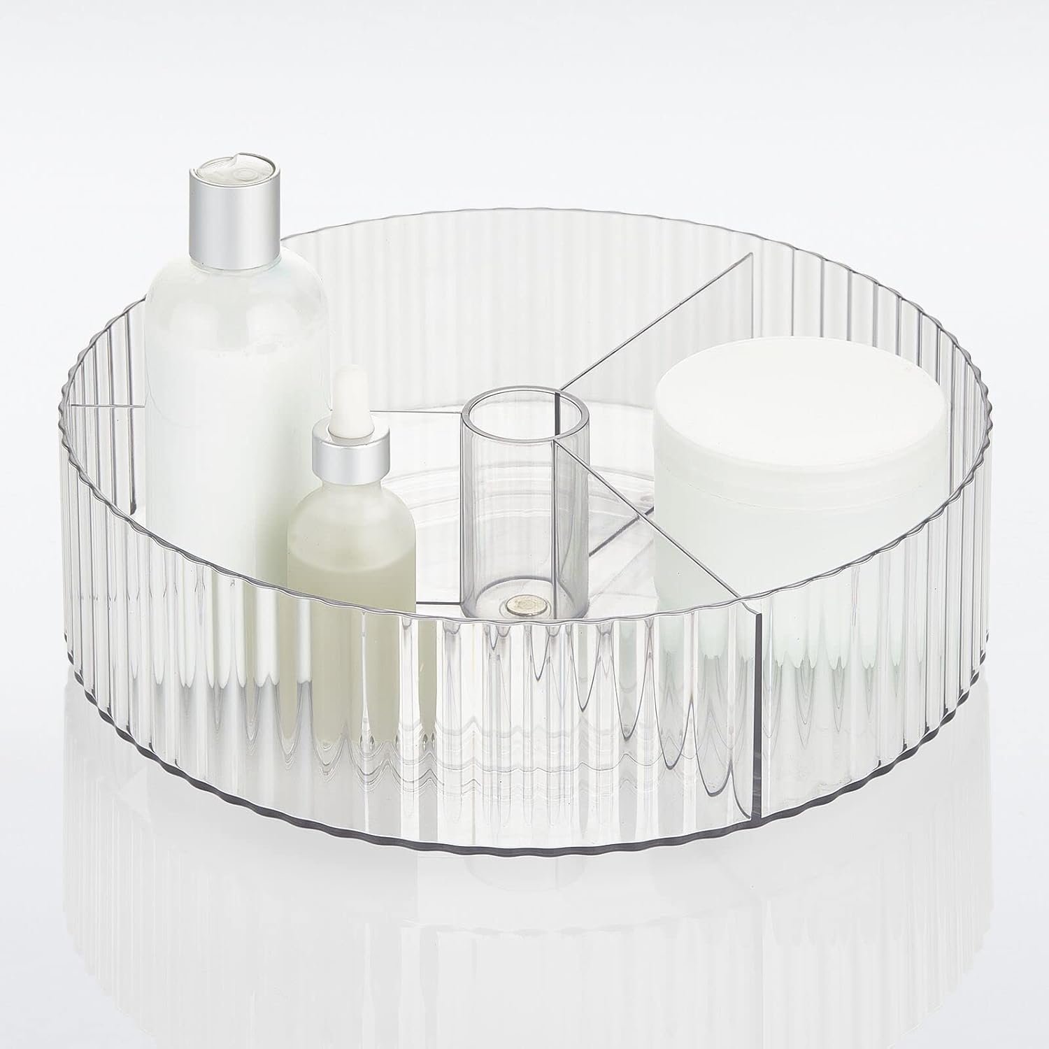 Fluted Lazy Susan Turntable Divided Spinner for for Kitchen and Bathroom Cabinet, Cupboard, Countertop,Jewelry, Accessories