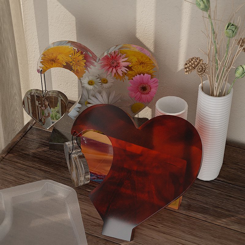 INTODIY Heart Shape Mirror Silicone Mold Jewelry Ornaments Love Photo Frame DIY Crystal Epoxy Resin Mold Making Accessories