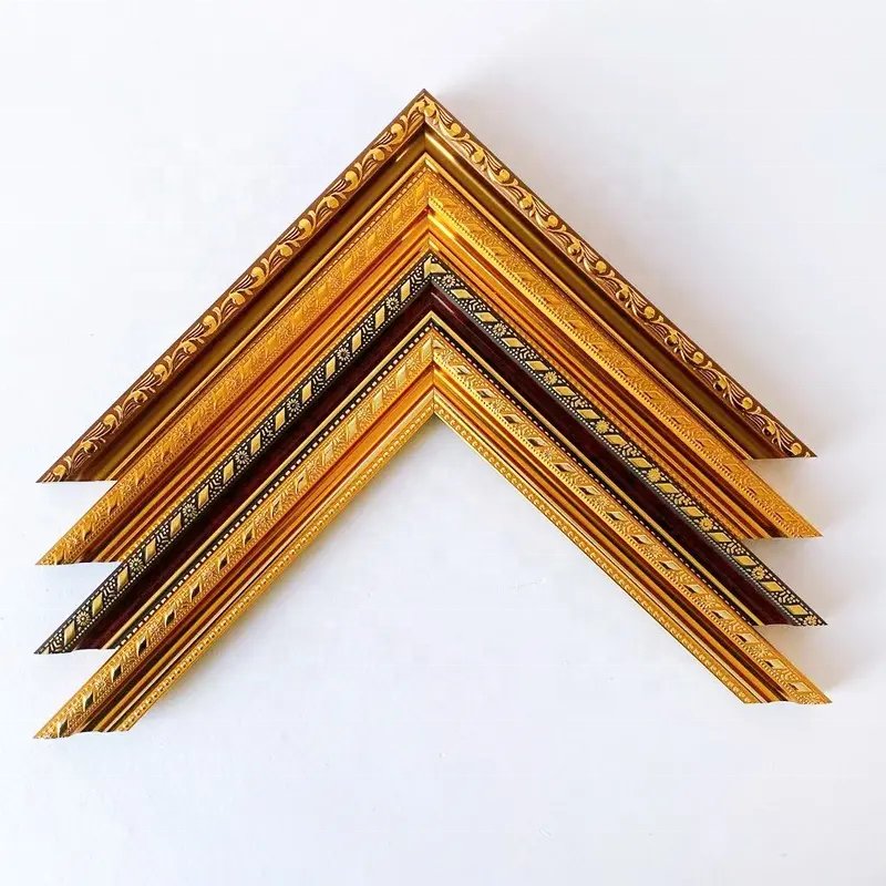 Ornate Wood Oil Painting Photo Frames Handmade Gold Foil Luxurious Picture Frame Moulding
