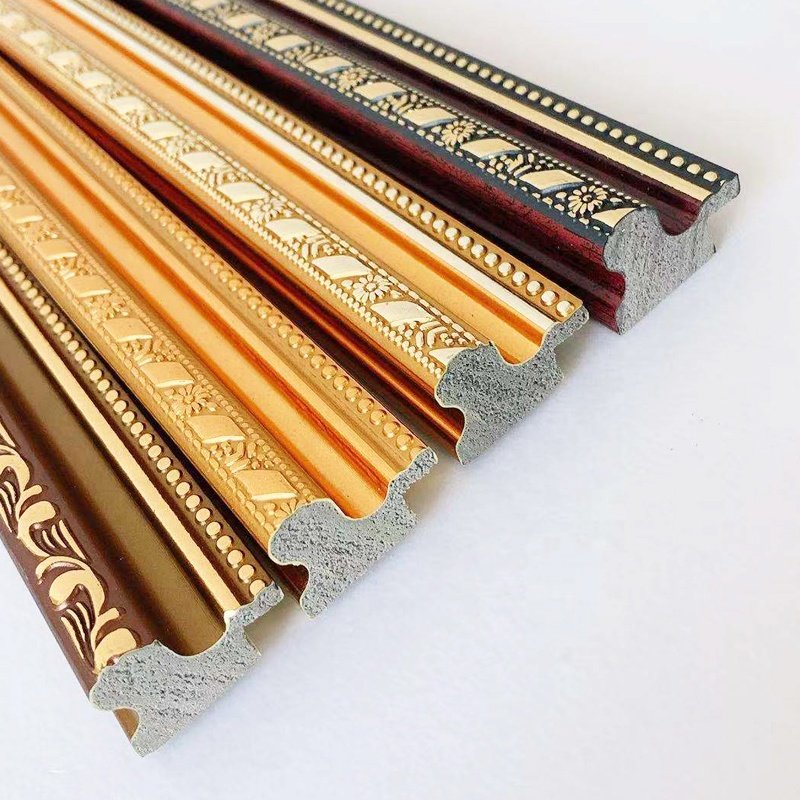 Ornate Wood Oil Painting Photo Frames Handmade Gold Foil Luxurious Picture Frame Moulding