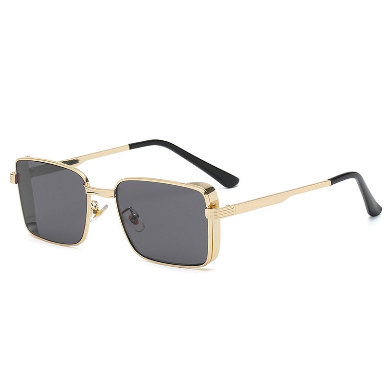 high end retro vintage metal rectangle frame private label shades unisex yellow sun glasses branded sunglasses for women