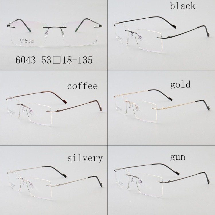 2024 Luxury Fashion Custom Eyeglass Men Luxury High Quality Optical Titanium Square Frames Rimless Eyeglasses Frames