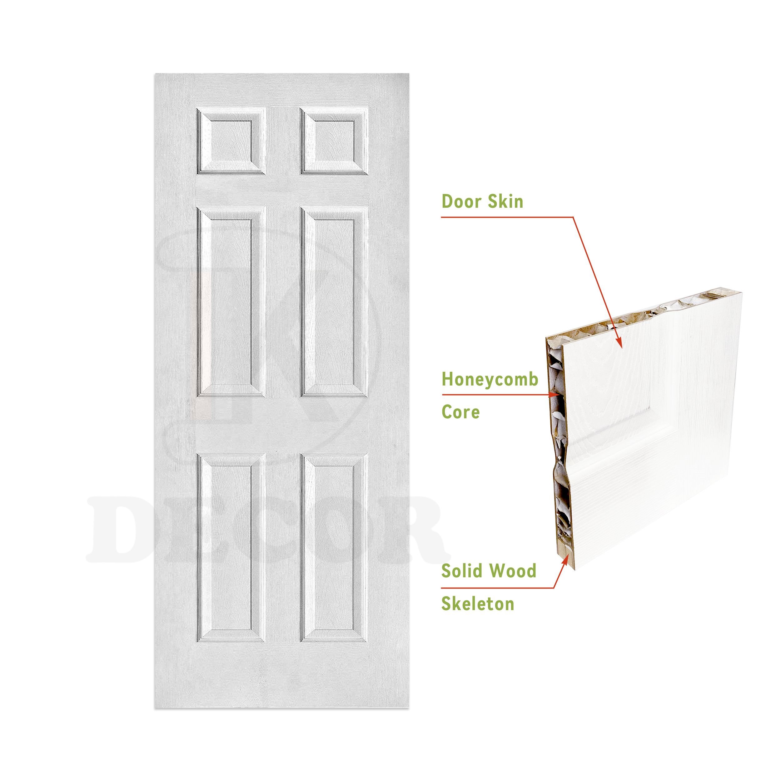 4-9/16'' Frame White Finished Hollow Core Wood Hardboard Slab Door Prehung Interior Moulded Doors