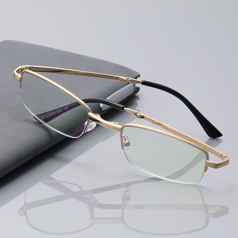 New New Portable Folding Presbyopic Glasses Half Frame Light HD Anti Blue Light Men's Presbyopic Glasses Wholesale