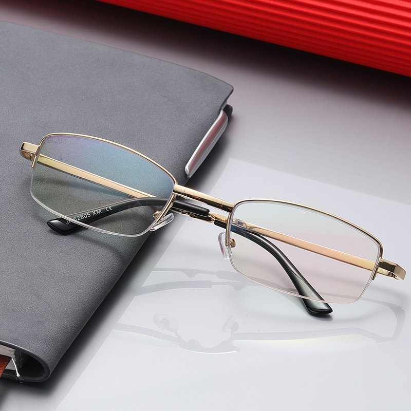 New New Portable Folding Presbyopic Glasses Half Frame Light HD Anti Blue Light Men's Presbyopic Glasses Wholesale