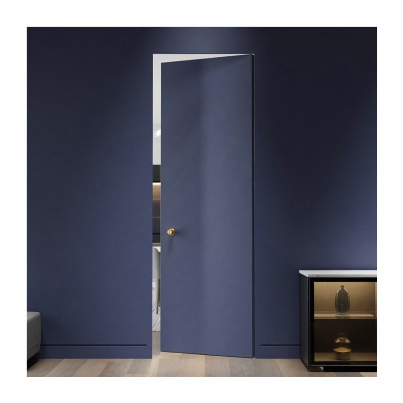 Luxury Frameless Invisible Interior Room Wood Solid Flush Hidden Frame Aluminum Wood Door Hidden Door