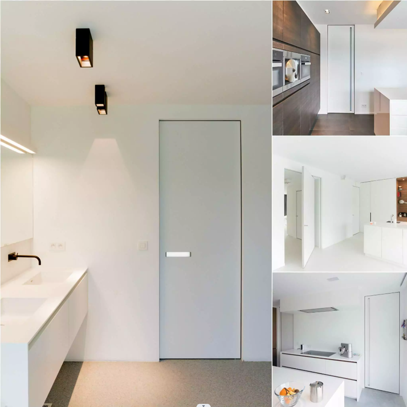 Luxury Frameless Invisible Interior Room Wood Solid Flush Hidden Frame Aluminum Wood Door Hidden Door