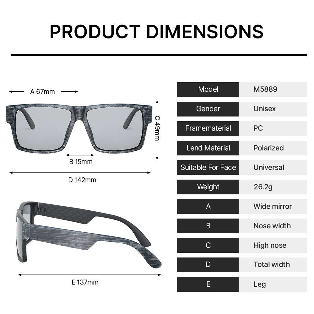 New Design Sun Glasses For Men Outdoor Large Mirror Man Sunglasses Square Men Sport Polarized Sunglasses
