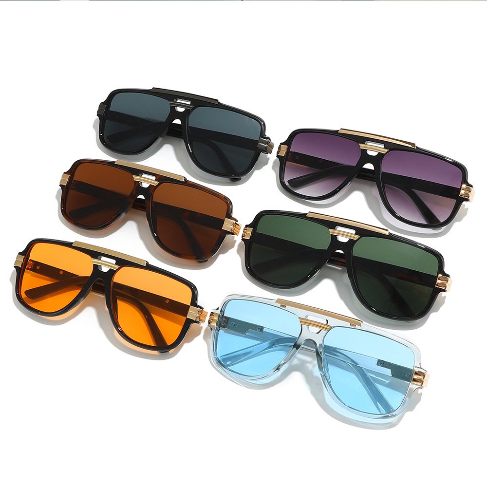 SPARLOO 6936 yellow New Arrival Men's Retro Square Metal Sunglasses European American Trendy Style Cross-Border Red Frame