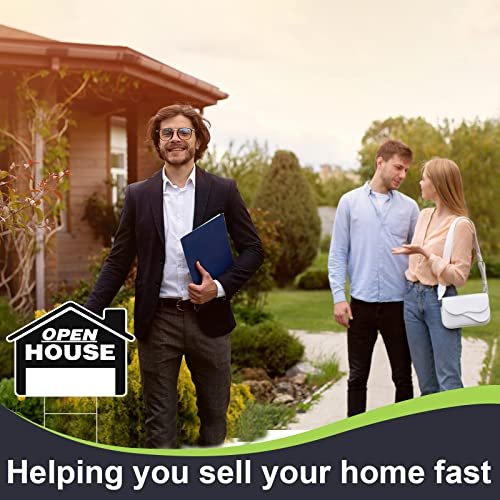 Open House Signs for Real Estate 12 x 16 Inch Double Sided Yard Signs with H Wire Stakes Large Open House Signs
