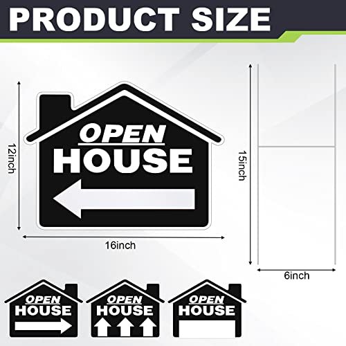 Open House Signs for Real Estate 12 x 16 Inch Double Sided Yard Signs with H Wire Stakes Large Open House Signs