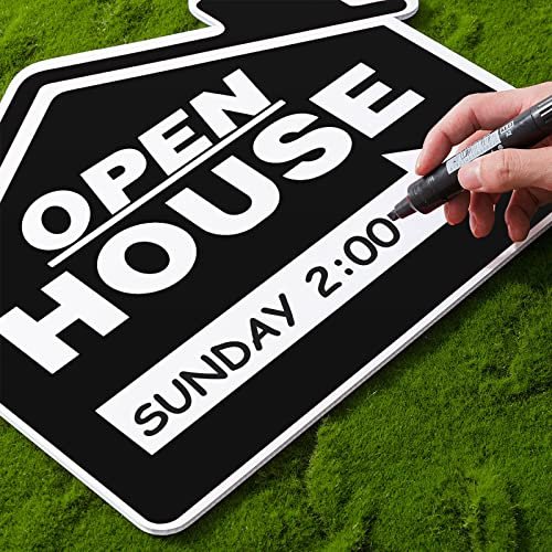 Open House Signs for Real Estate 12 x 16 Inch Double Sided Yard Signs with H Wire Stakes Large Open House Signs