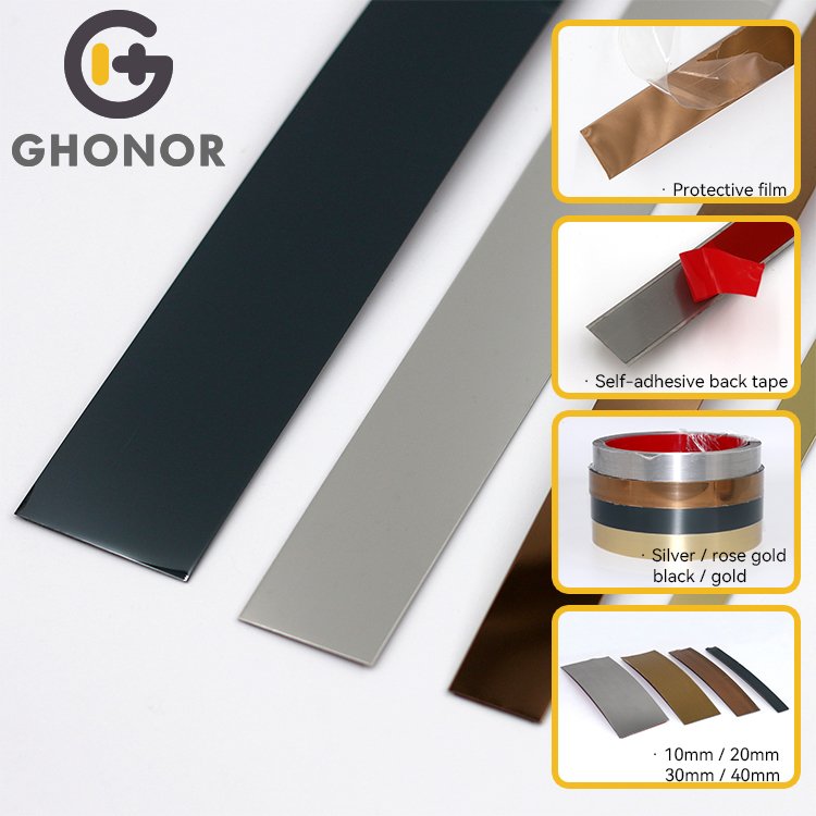 2.5M Long Luxury Flexible Moulding Profile Wall Trims Stainless Steel Edge Trim Brushed Strip 10 20 30 40Mm