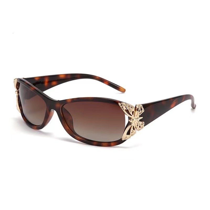 2024 Luxury Sunglasses Y2k Polarized 3d Butterfly Sunglasses Oval Leopard Print Retro Sun Glasses Uv400 Ladies Fashion Eyewear