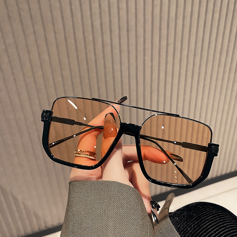 sunglasses 2024 new popular designer retro oversized metal half large frame sun glasses fashion sunshade sun eyewear sunglasses