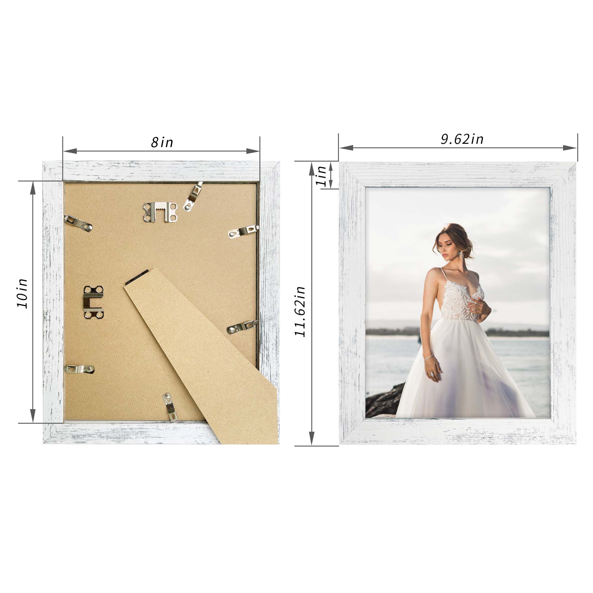 Single Pack 8x10 Photo Frame Hot Deal Distressed White MDF Picture Frame for Desktop Display and Wall Mounting