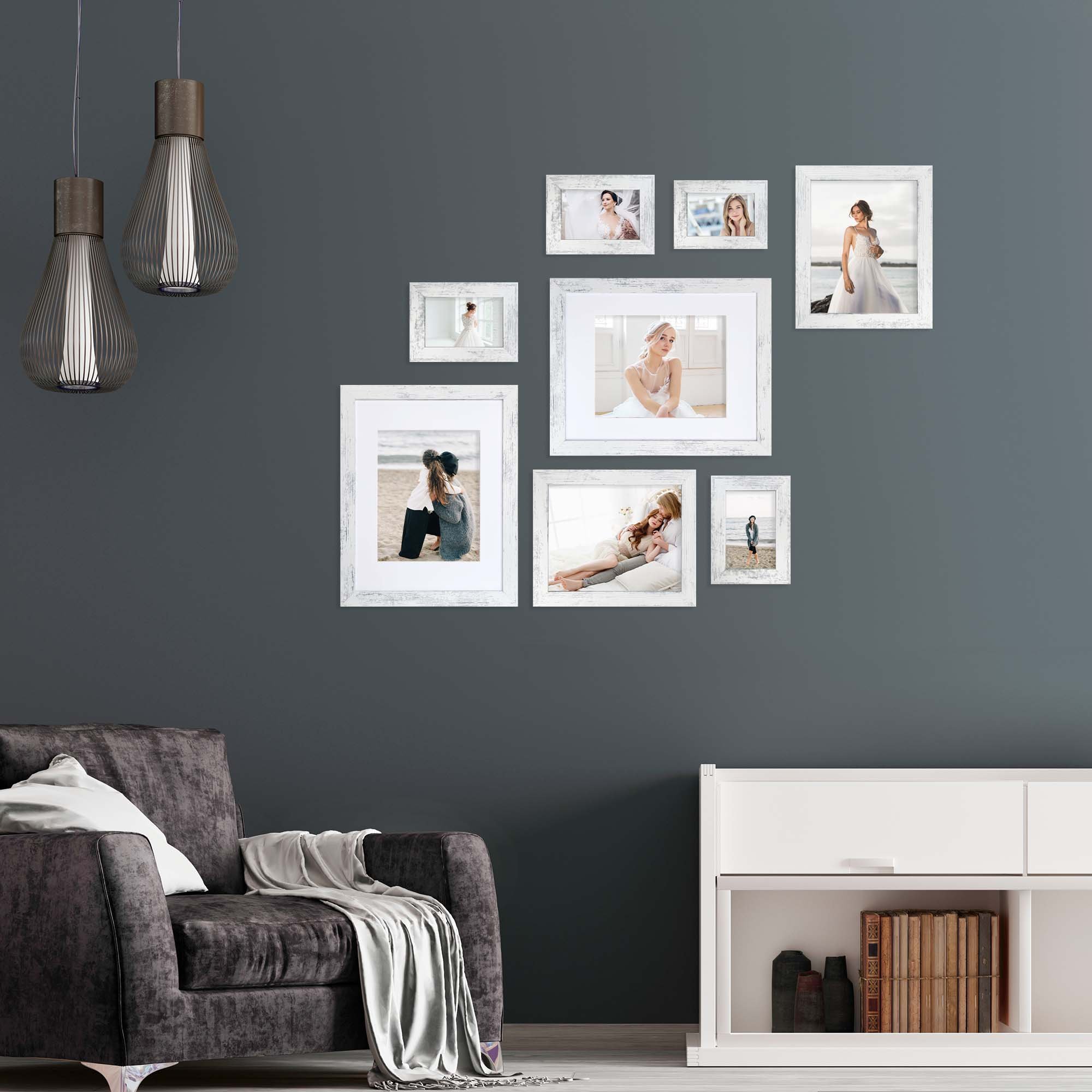 Single Pack 8x10 Photo Frame Hot Deal Distressed White MDF Picture Frame for Desktop Display and Wall Mounting