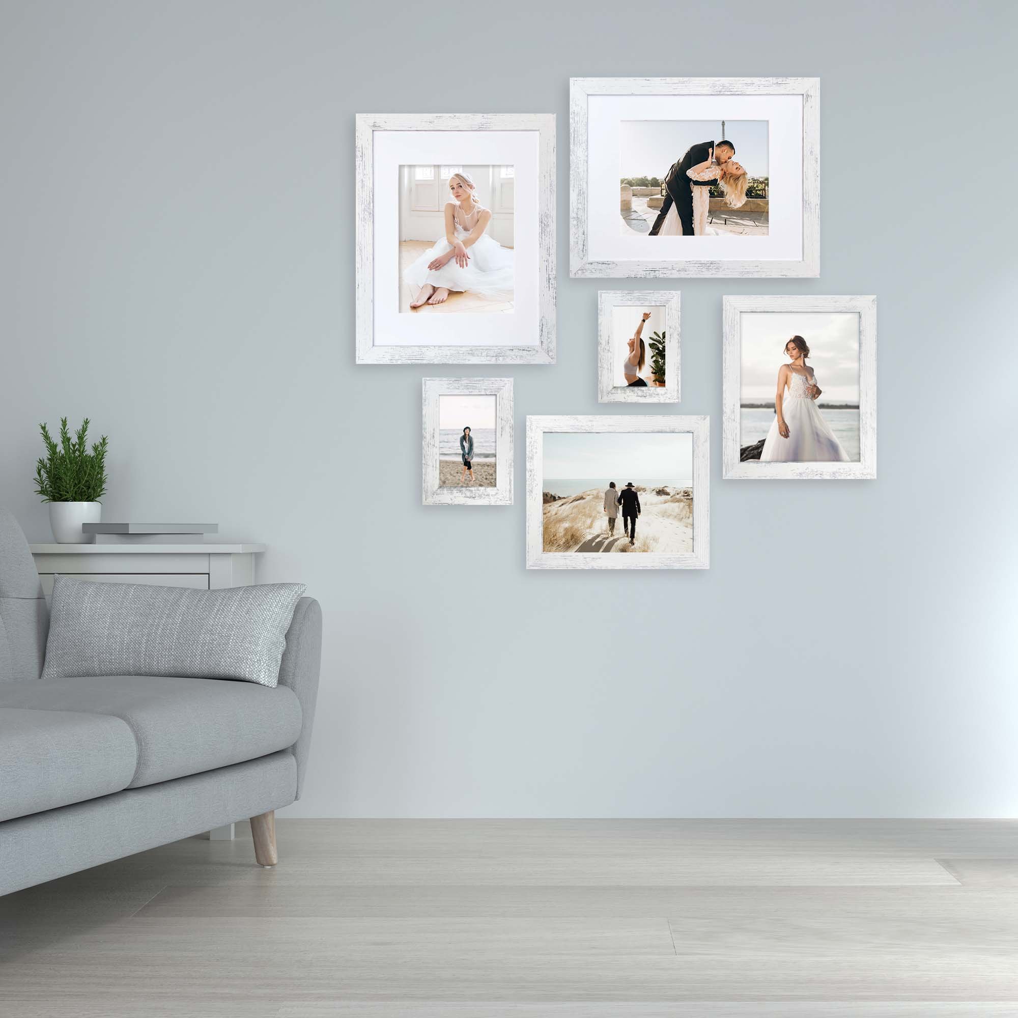 Single Pack 8x10 Photo Frame Hot Deal Distressed White MDF Picture Frame for Desktop Display and Wall Mounting