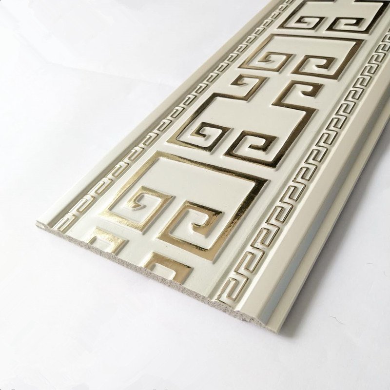Russian embossing cream color PS decorative corner moulding