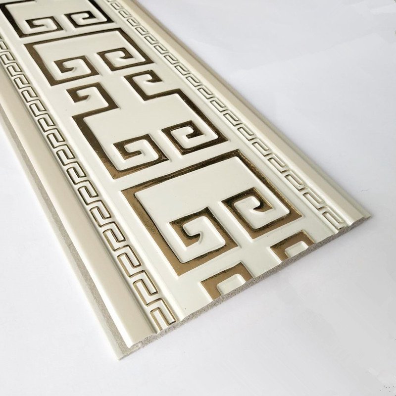 Russian embossing cream color PS decorative corner moulding