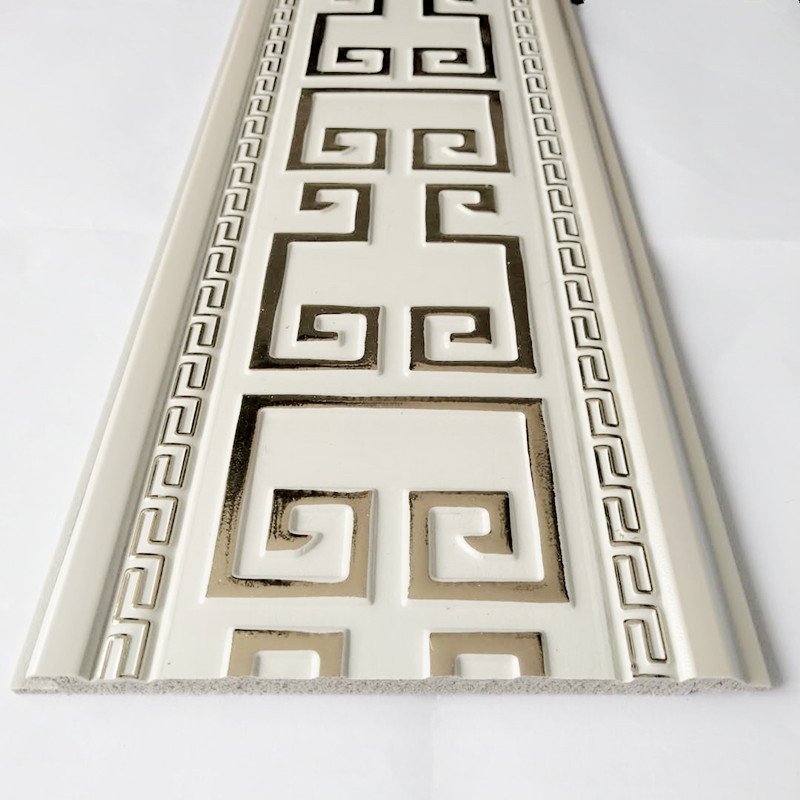 Russian embossing cream color PS decorative corner moulding