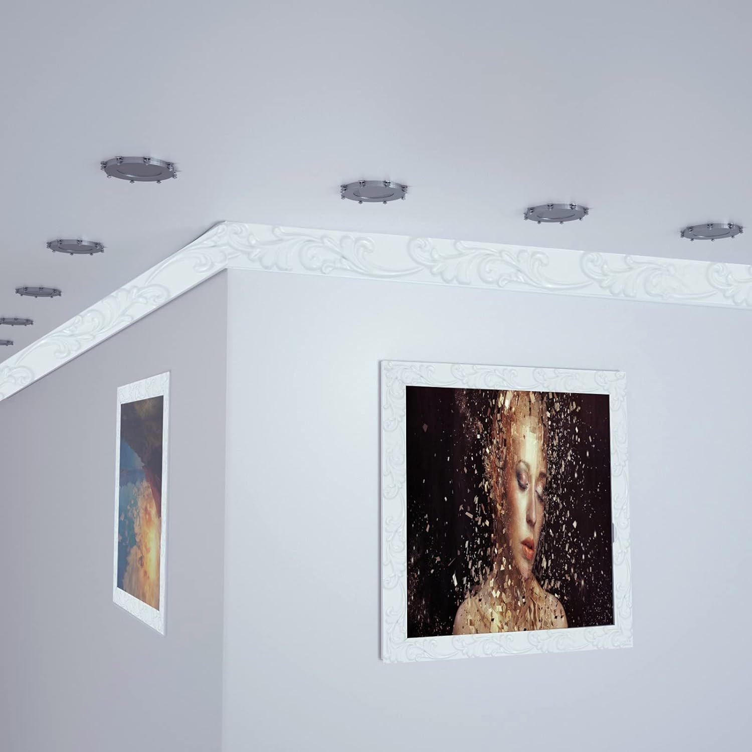 Flexible Wall Trim, Peel and Stick Self-Adhesive Design, Crown Molding for Cabinet Mirror Frame Wall Edge Home Decor, 16.4 ft