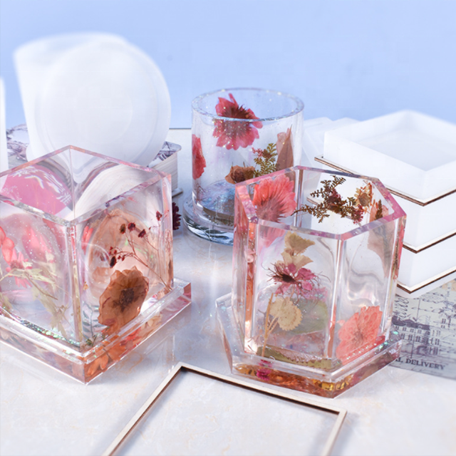 DLRT013 Resin Silicone Mold Ashtray Pen Holder Flower Pot Coaster Mold Set