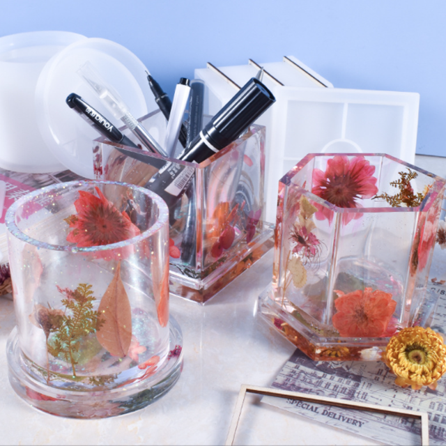 DLRT013 Resin Silicone Mold Ashtray Pen Holder Flower Pot Coaster Mold Set