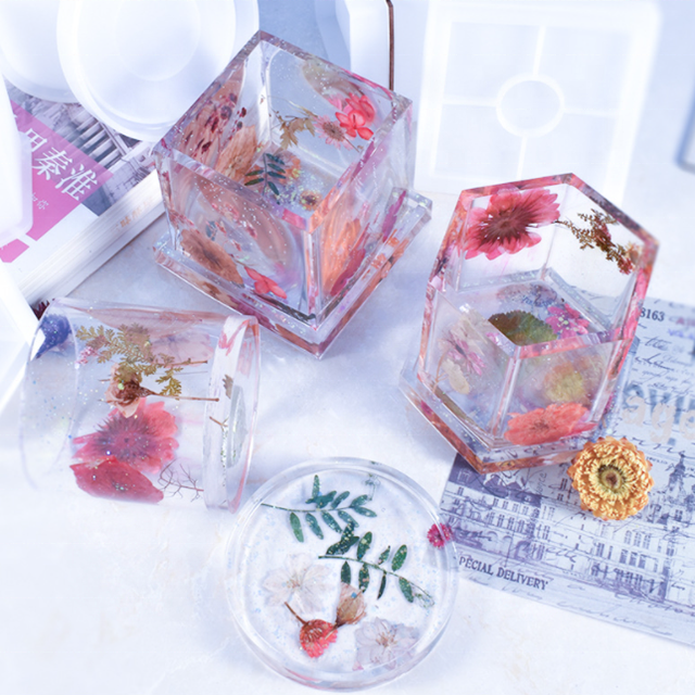 DLRT013 Resin Silicone Mold Ashtray Pen Holder Flower Pot Coaster Mold Set