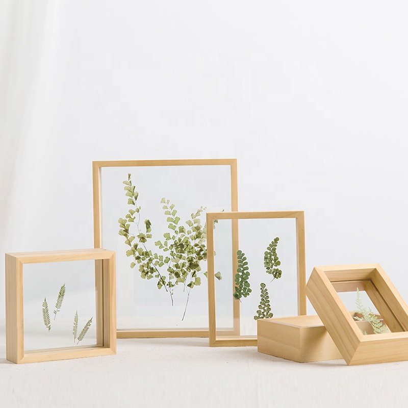 High quality gallery 12x14 Floating Picture Frame Wood Real Glass