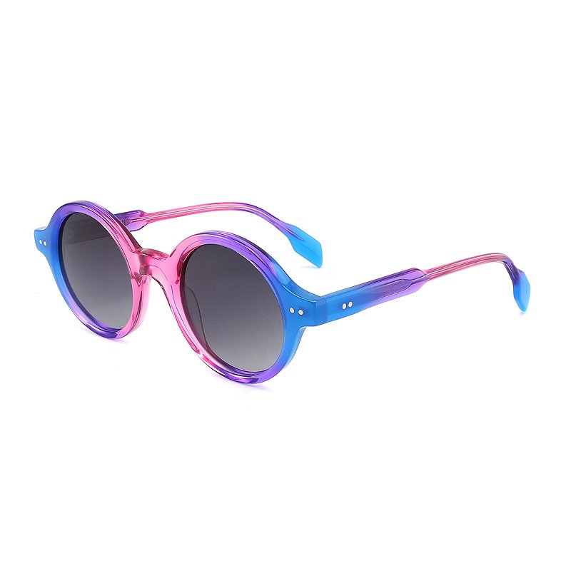 Retro Polarized Colorful Frame Sunglasses 2025 Stylish Sunglasses Handmade Acetate Round Sunglasses