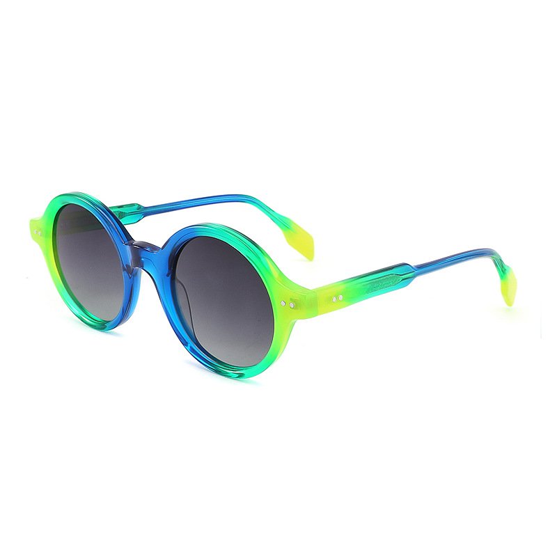 Retro Polarized Colorful Frame Sunglasses 2025 Stylish Sunglasses Handmade Acetate Round Sunglasses